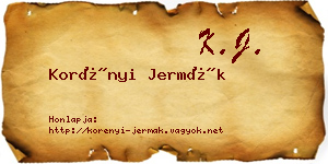Korényi Jermák névjegykártya